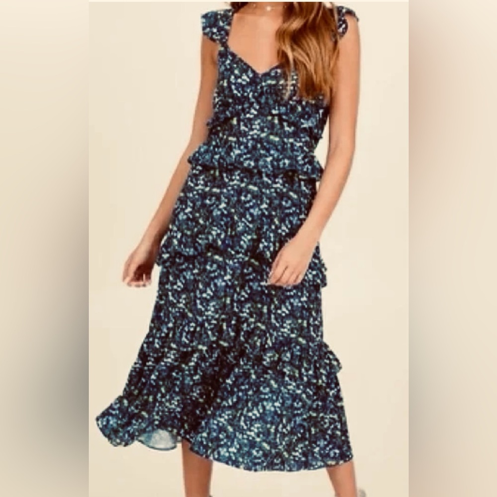 Altar'd State Blue Floral Midi Dress